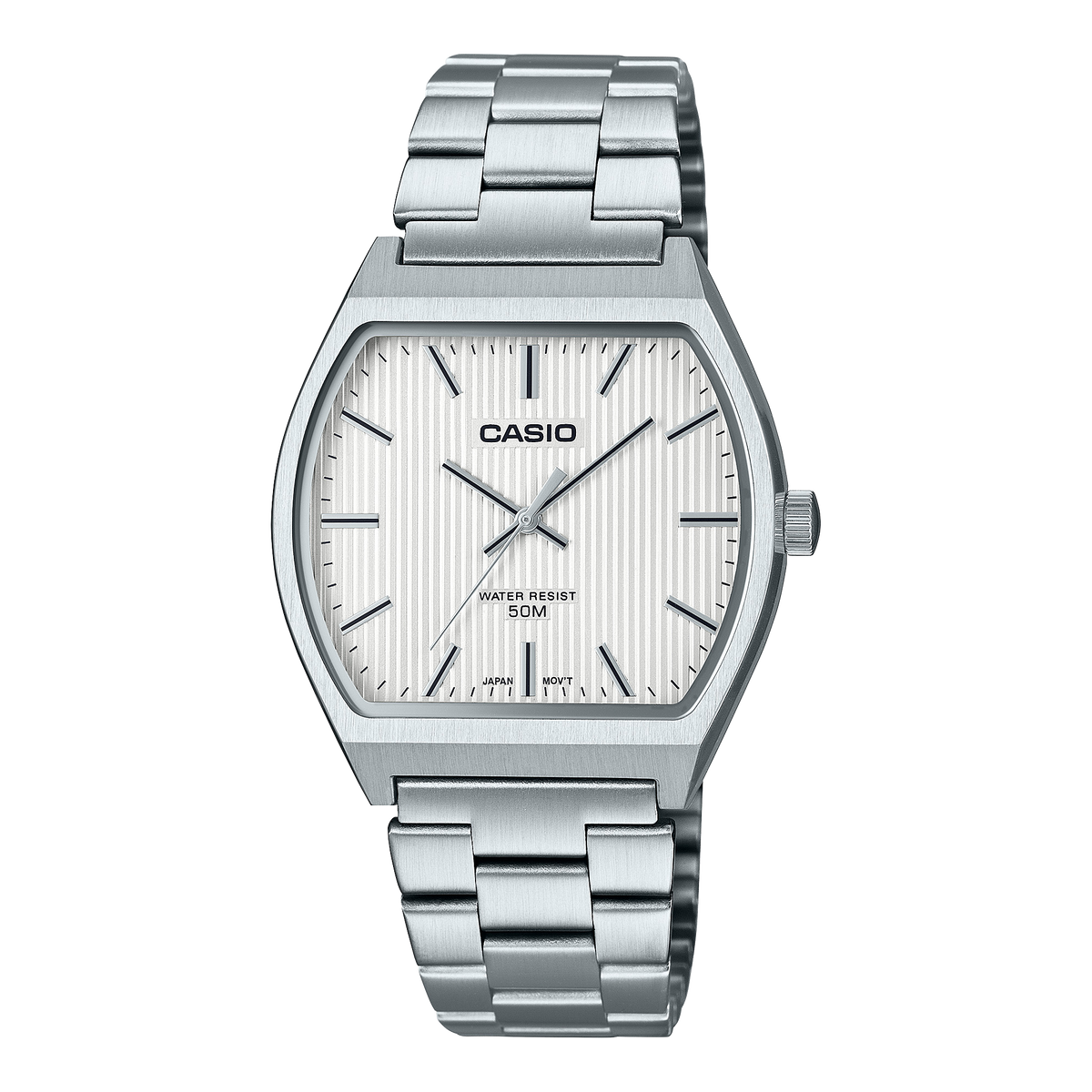 Casio Men's Watch Analog White Dial with Silver Stainless Steel Band, MTP-B140D-7AVDF