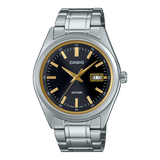 Casio Men's Watch Analog Black Dial with Silver Stainless Steel Band, MTP-B180D-1A2VDF
