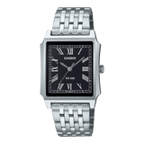 Casio men analog watch, black dial with stainless steel band, model MTP-B190D-1BVDF, Bahrain