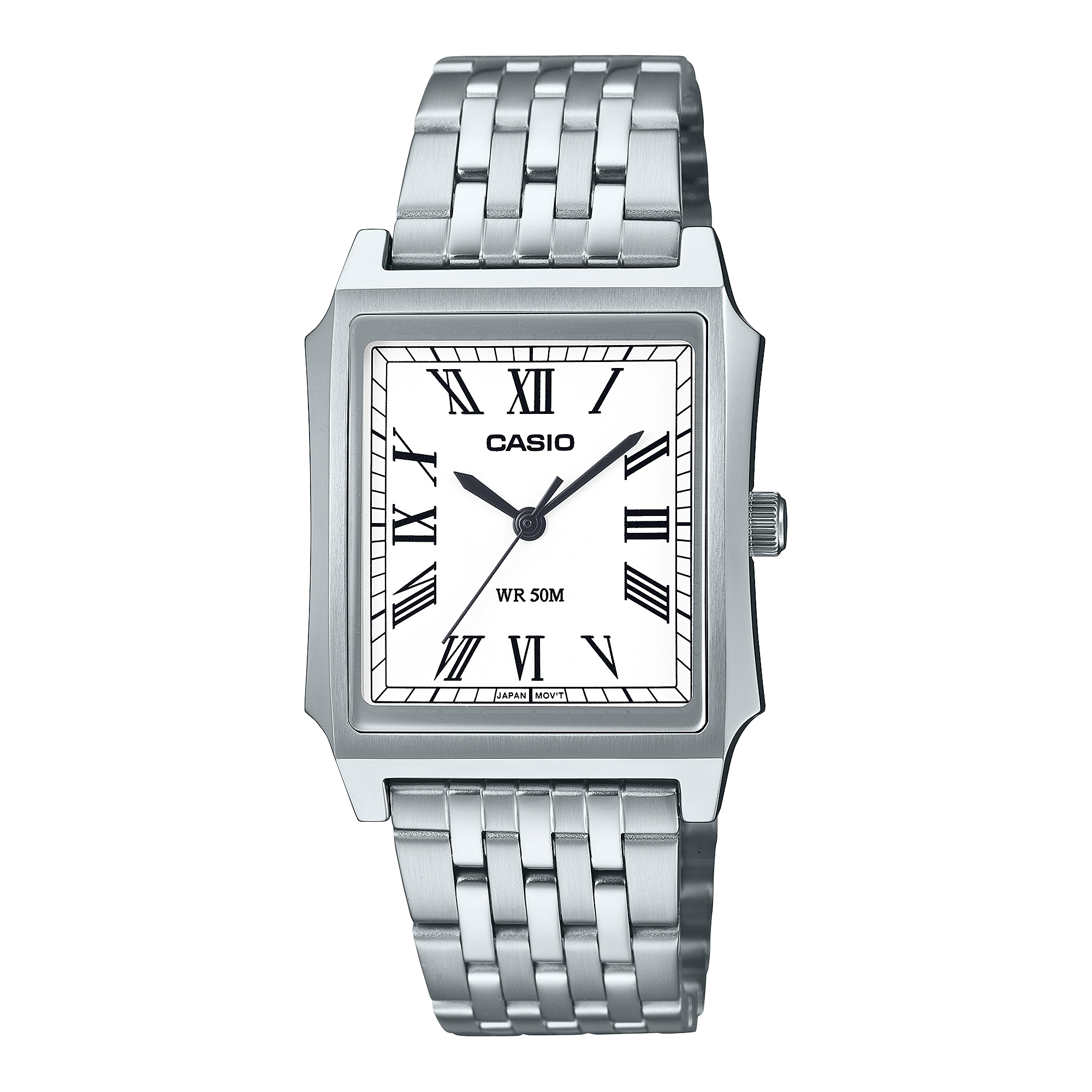 Casio men analog watch, white dial with stainless steel band, model CS-MTP-B190D-7BVDF, Bahrain