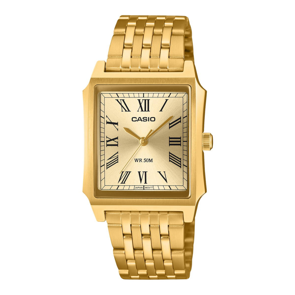 Casio Men's Analog Watch, Champagne Dial With Gold Stainless Steel Band, MTP-B190G-9BVDF | Kewalrams Bahrain
