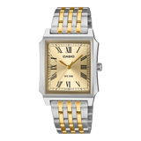 Casio Men's Analog Watch, Champagne Dial With Silver & Gold Stainless Steel Band, MTP-B190SG-9BVDF | Kewalrams Bahrain