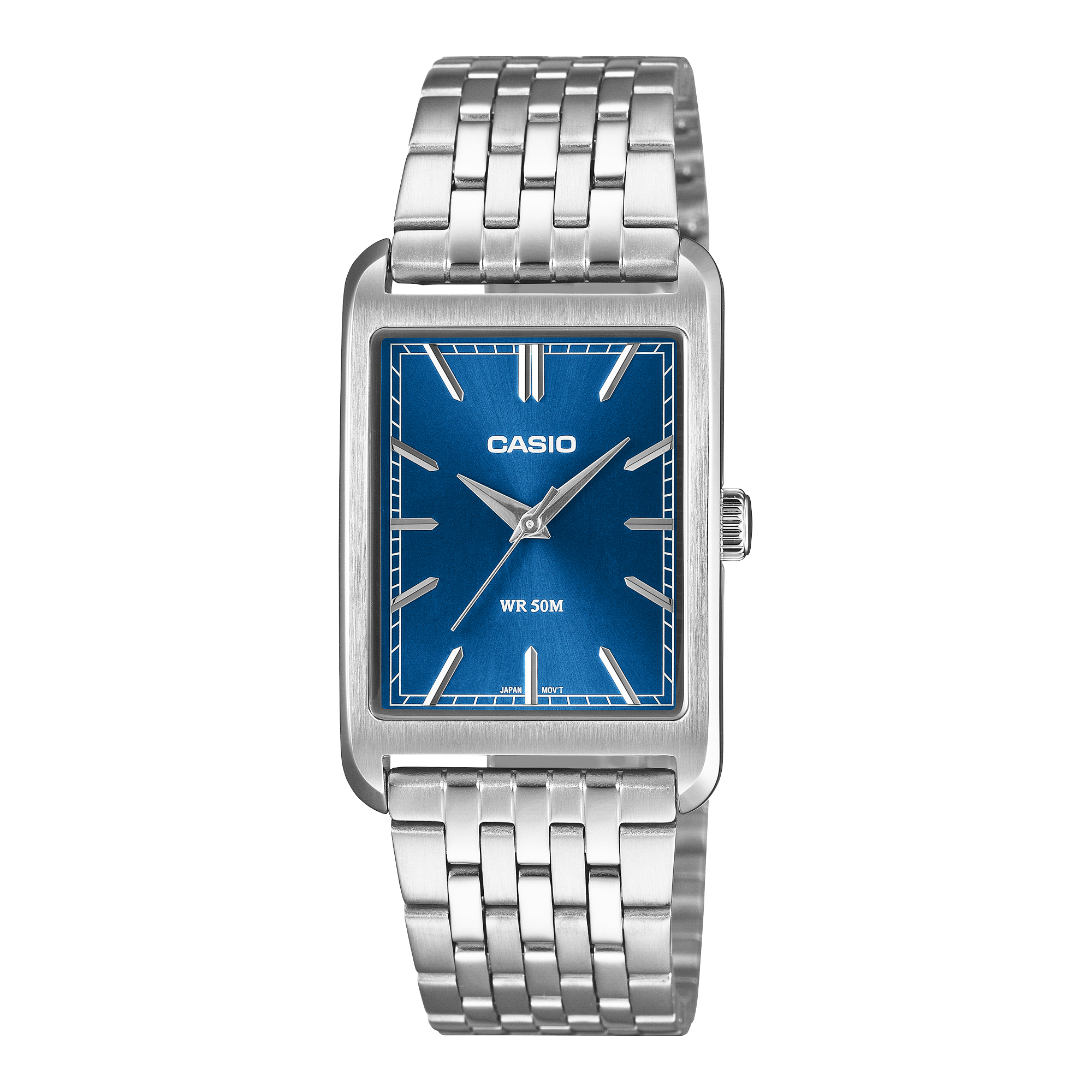 Casio Men's Analog Watch, Blue Dial With Silver Stainless Steel Band, MTP-B215D-2AVDF | Kewalrams Bahrain
