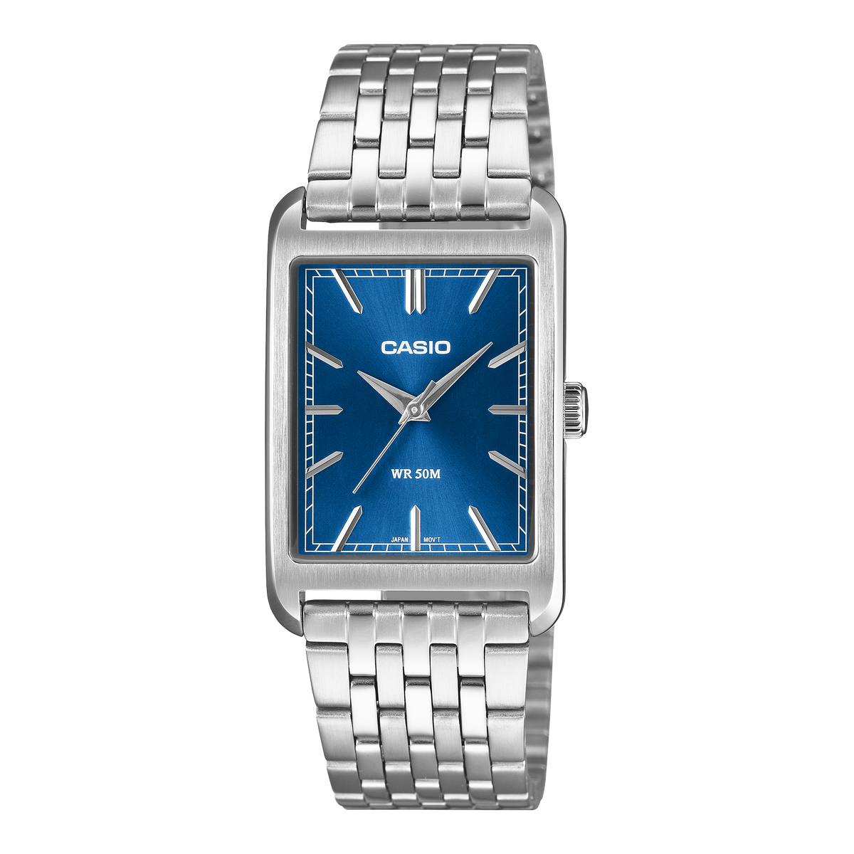 Casio Men's Analog Watch, Blue Dial With Silver Stainless Steel Band, MTP-B215D-2AVDF | Kewalrams Bahrain