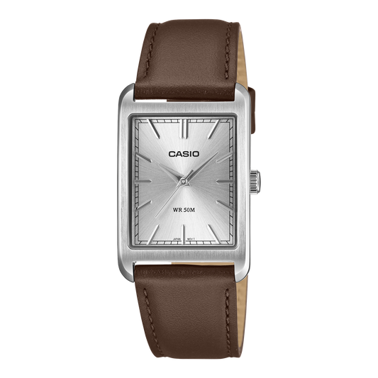 Casio Men's Analog Watch, White Dial With Black Genuine Leather Band, MTP-B215L-7AVDF | Kewalrams Bahrain