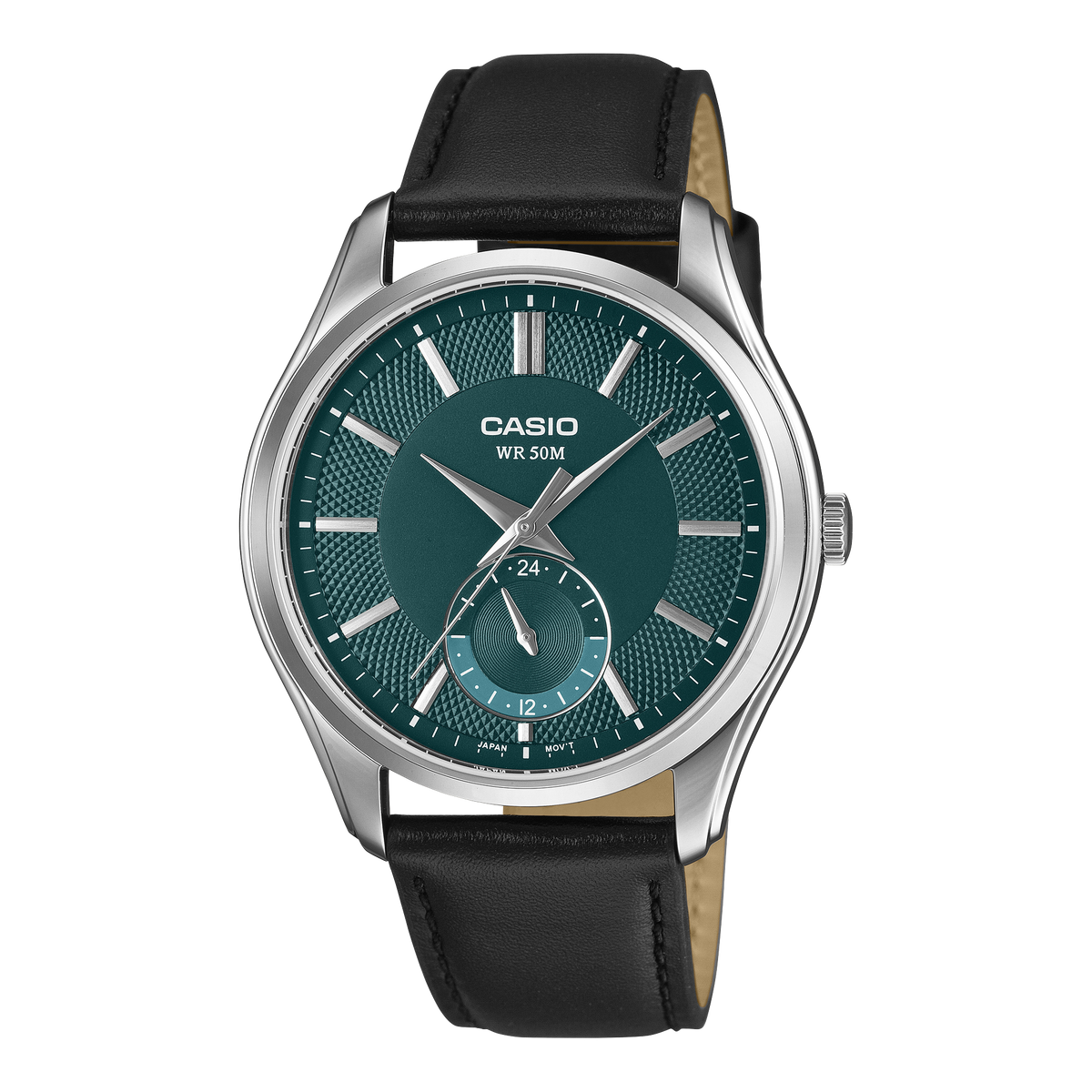 Casio Men's Analog Watch, Green Dial With Black Genuine Leather Band, MTP-B315L-3AVDF | Kewalrams Bahrain