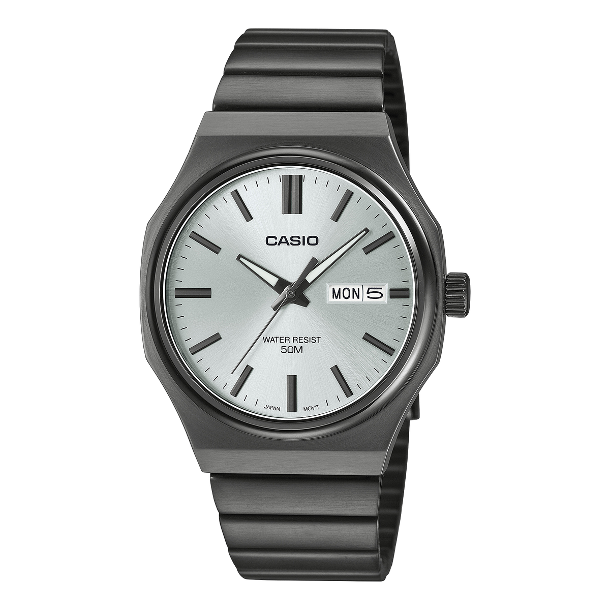 Casio Men's Watch Digital Dial Silver Dial with Grey Stainless Steel Band, MTP-E735B-7AVDF