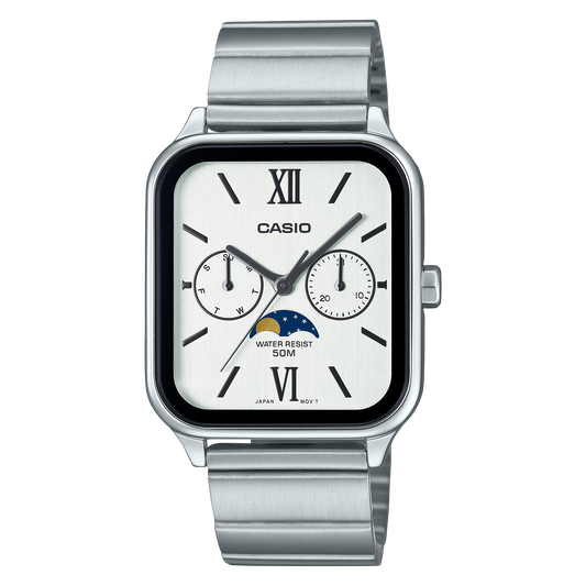 Casio men analog watch, white dial with comfortable strap, model CS-MTP-M305D-7A2VDF, Bahrain