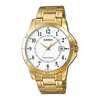 Casio Men's Watch Analog, White Dial Gold Stainless Steel Strap, MTP-V004G-7BUDF