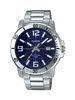 Casio Men's Watch Analog, Blue Dial Silver Stainless Steel Strap, MTP-VD01D-2BVUD