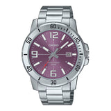 Casio Men's Watch Analog Purple Dial With Silver Stainless Steel Band, MTP-VD01D-6BVUDF