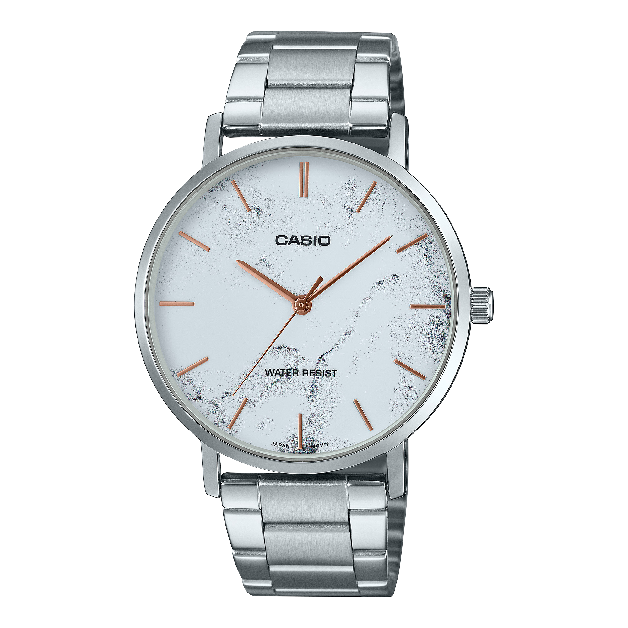 Casio Men's Watch Analog White Dial with Silver Stainless Steel Band, MTP-VT01DM-7AUDF