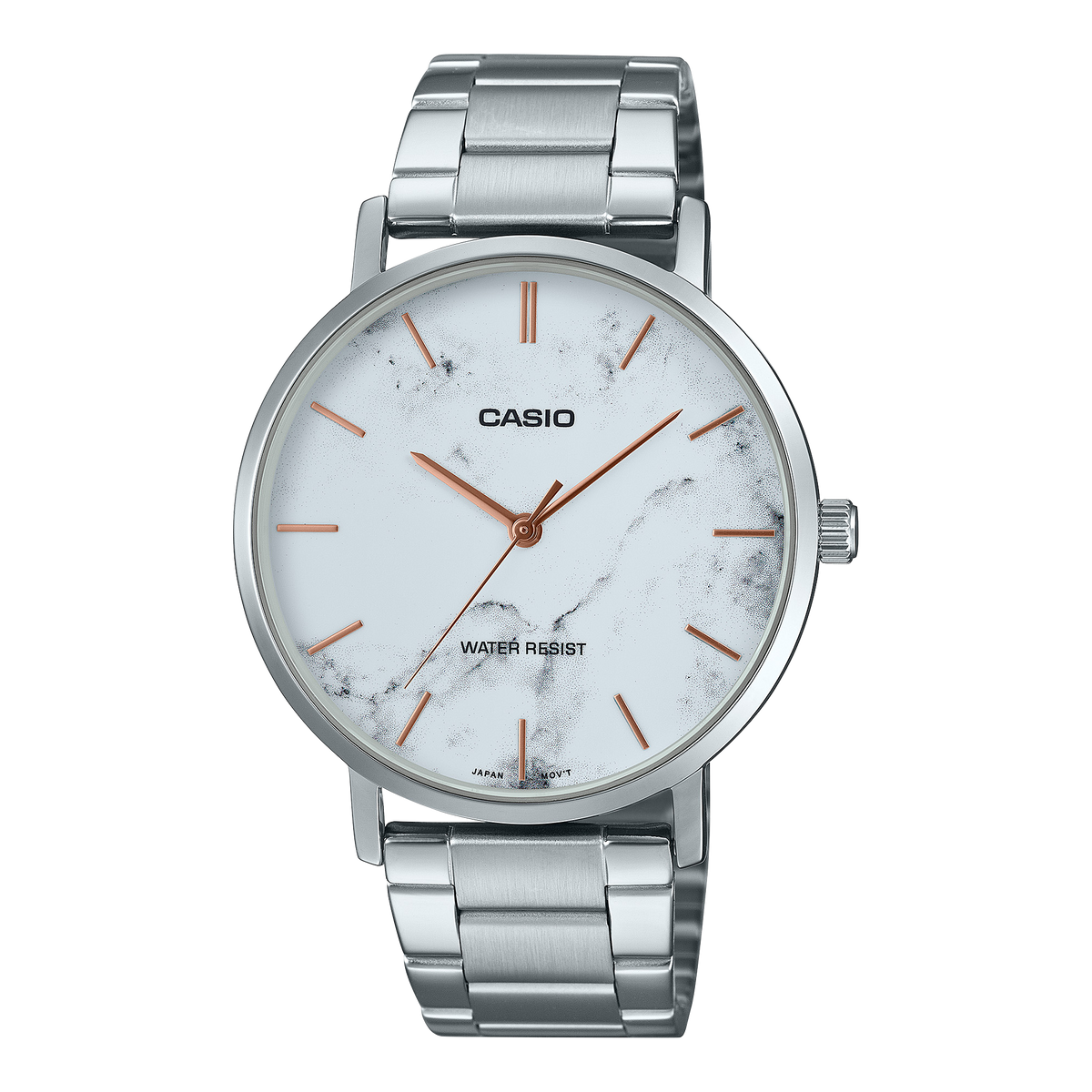 Casio Men's Watch Analog White Dial with Silver Stainless Steel Band, MTP-VT01DM-7AUDF