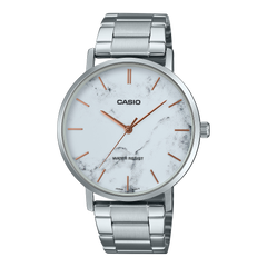 Casio Men's Watch Analog White Dial with Silver Stainless Steel Band, MTP-VT01DM-7AUDF