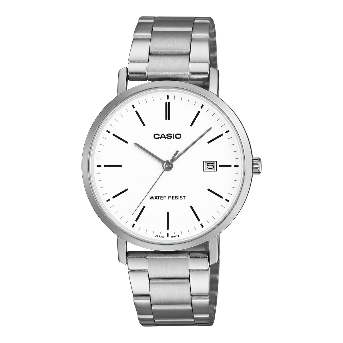 Casio Men's Analog Watch White Dial Steel Band, MTP-VT05D-7EDF