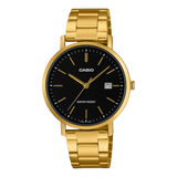 Casio Men's Analog Watch Black Dial Gold Stainless Steel Band, MTP-VT05G-1EDF