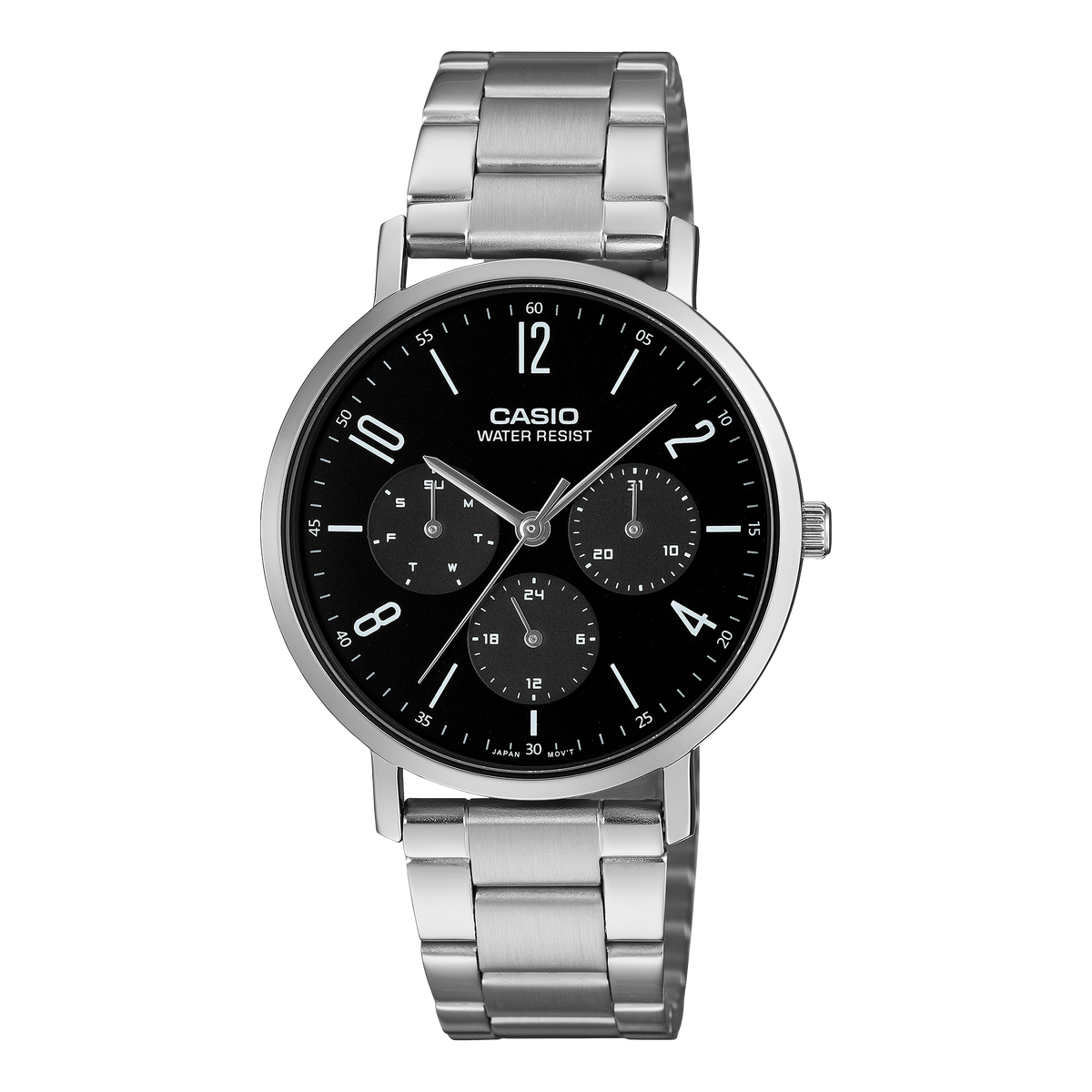 Casio Men's Analog Watch Black Dial Steel Band, MTP-VT06D-1BDF