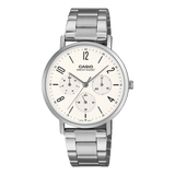 Casio Men's Analog Watch White Dial Steel Band, MTP-VT06D-7BDF