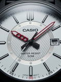 Casio, Men's Analog Watch, White Dial Black Stainless Steel Band, MTP-E700B-7EVDF product image