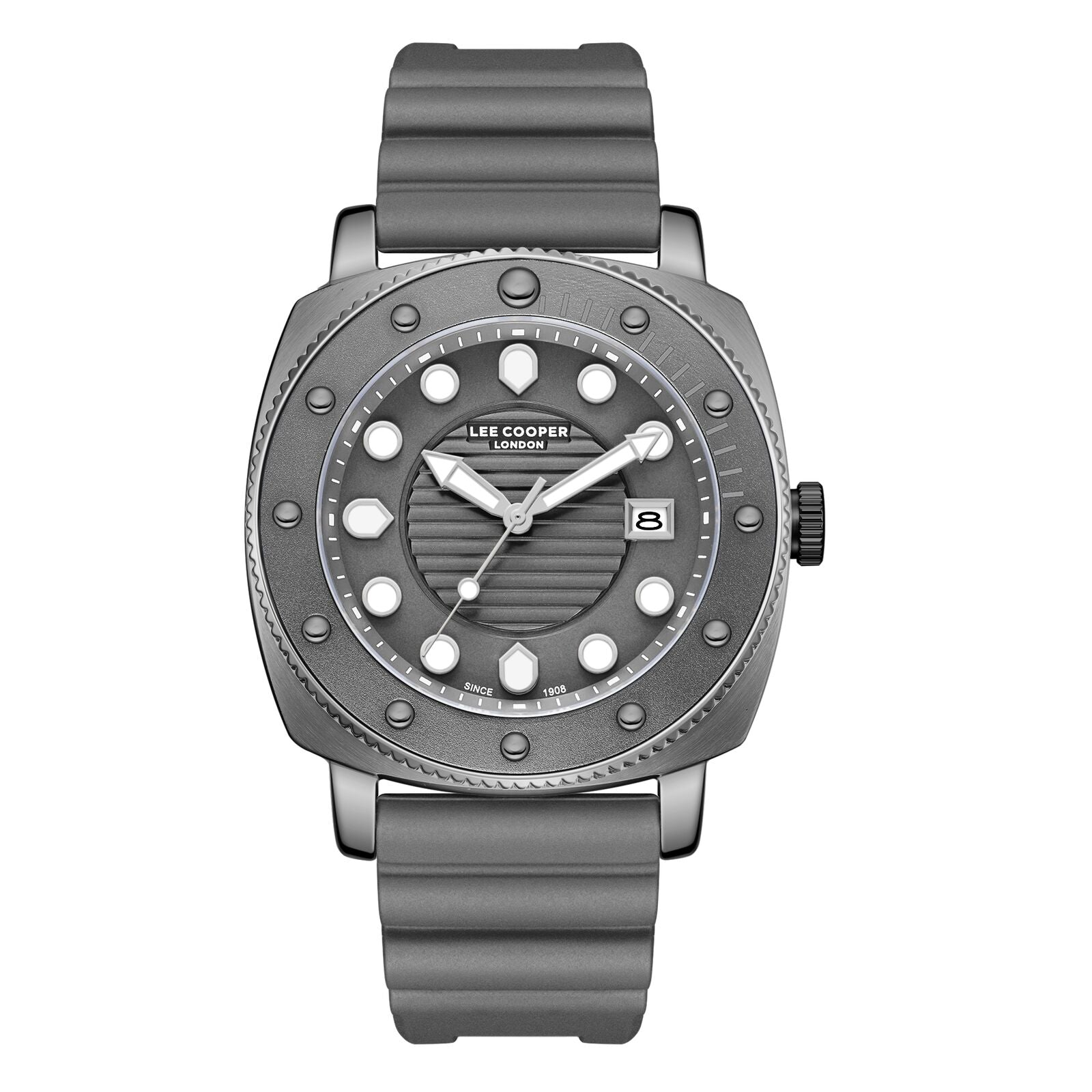Lee Cooper Men's Watch Analog Gray Dial with Gray Silicone Strap, LC08193.066