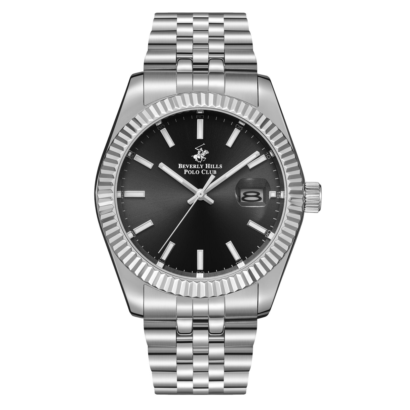 Beverly Hills Polo Club Men's Watch Analog Silver Dial with Silver/Gold Stainless Steel Band, BP3018X.350