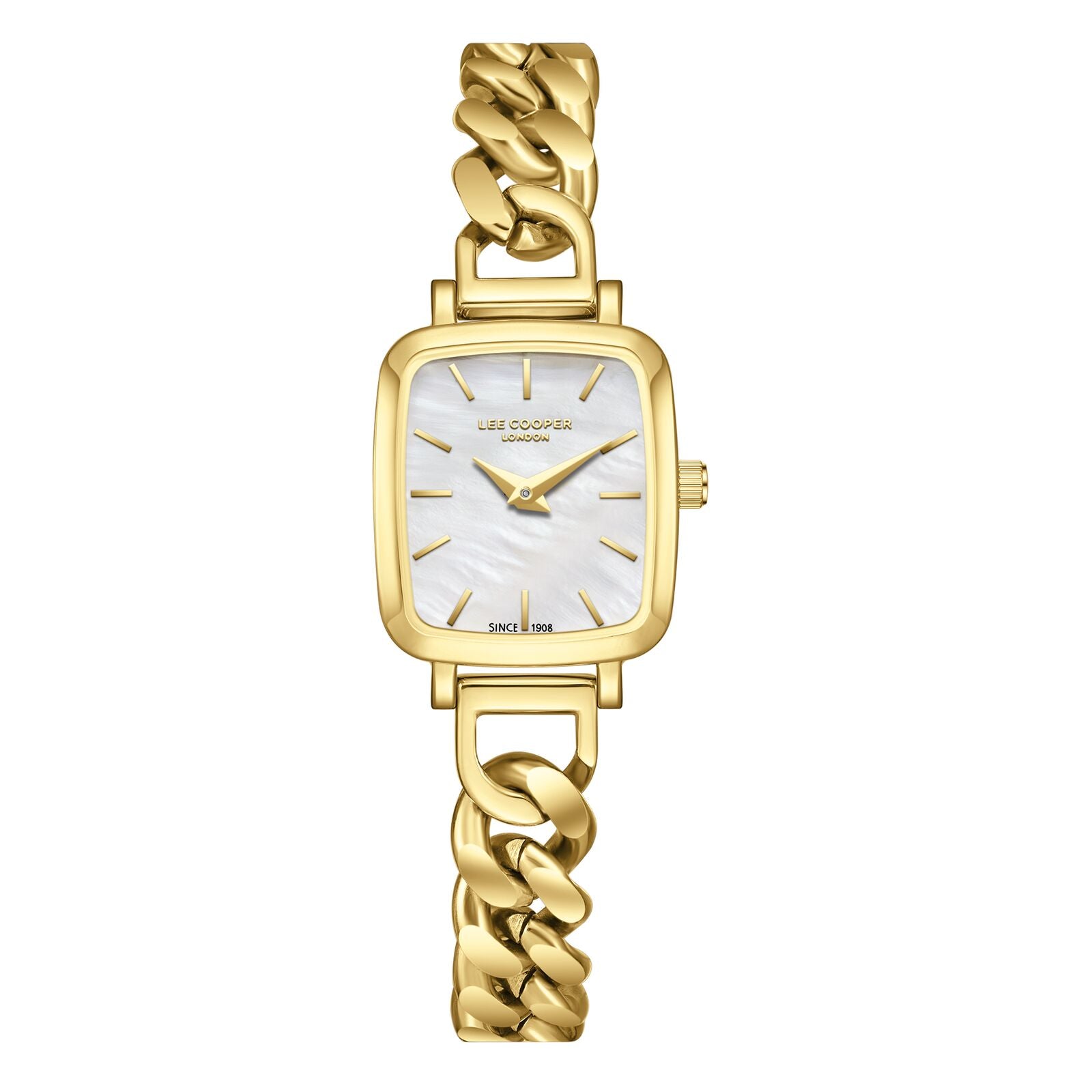 Lee Cooper Women's Watch Analog Mother of Pearl Dial with Gold Stainless Steel Band, LC08130.120