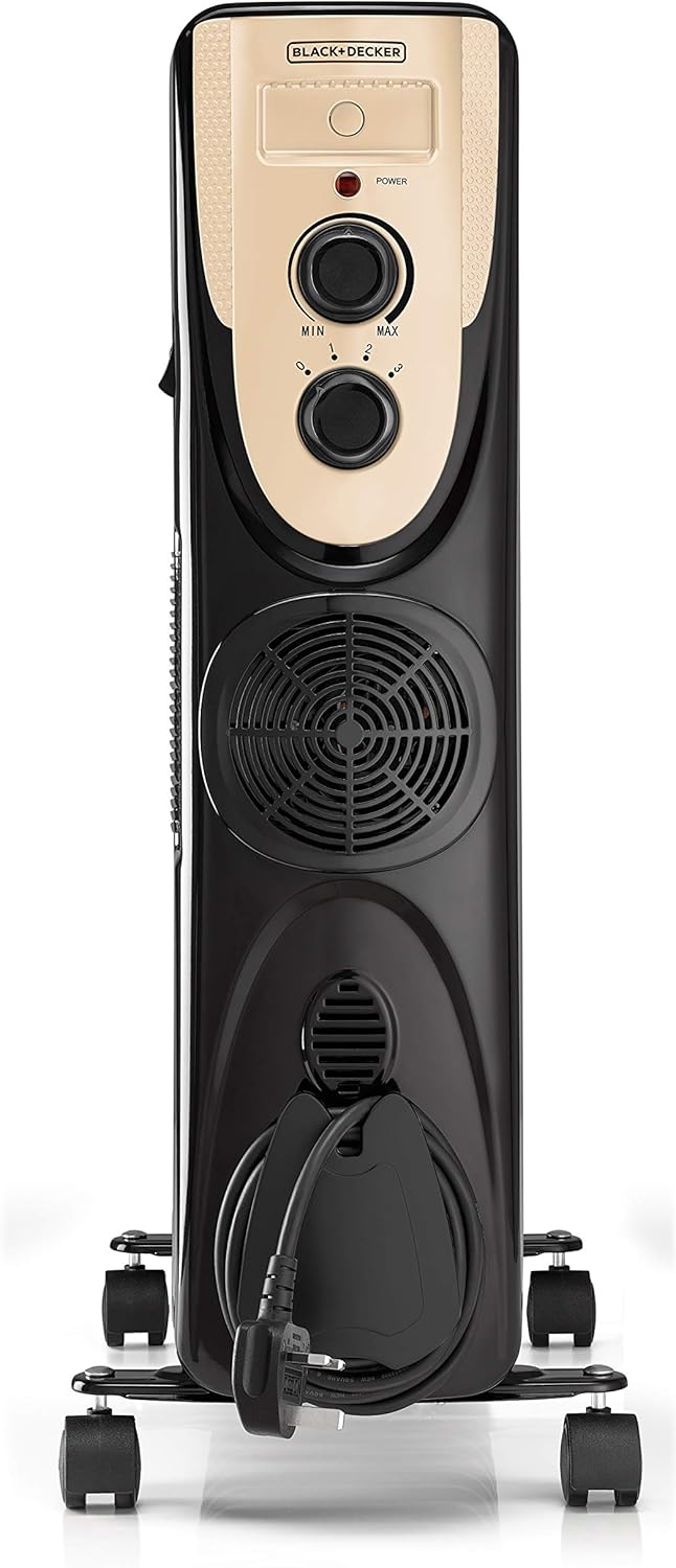 Black+Decker, 2500W 13 Fin Oil Radiator Heater With Fan Force, OR013FD