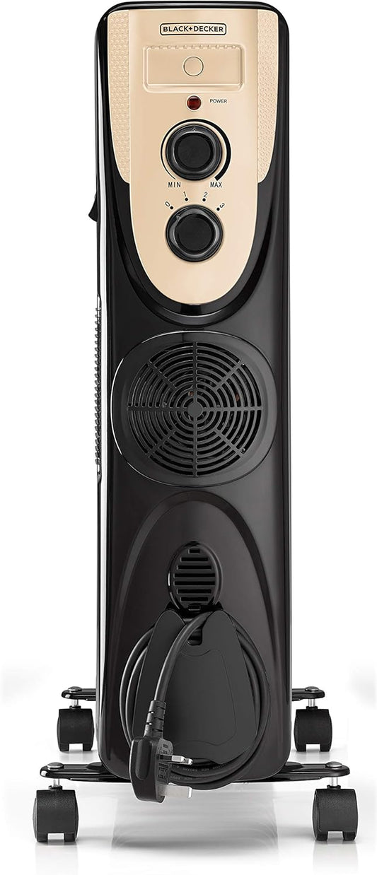 Black+Decker, 2500W 13 Fin Oil Radiator Heater With Fan Force, OR013FD Heater BL-OR013FD-B5