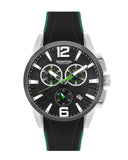 Quantum Men's Chronograph Watch Analog Black Dial with Black Silicone Band, PWG1076.351