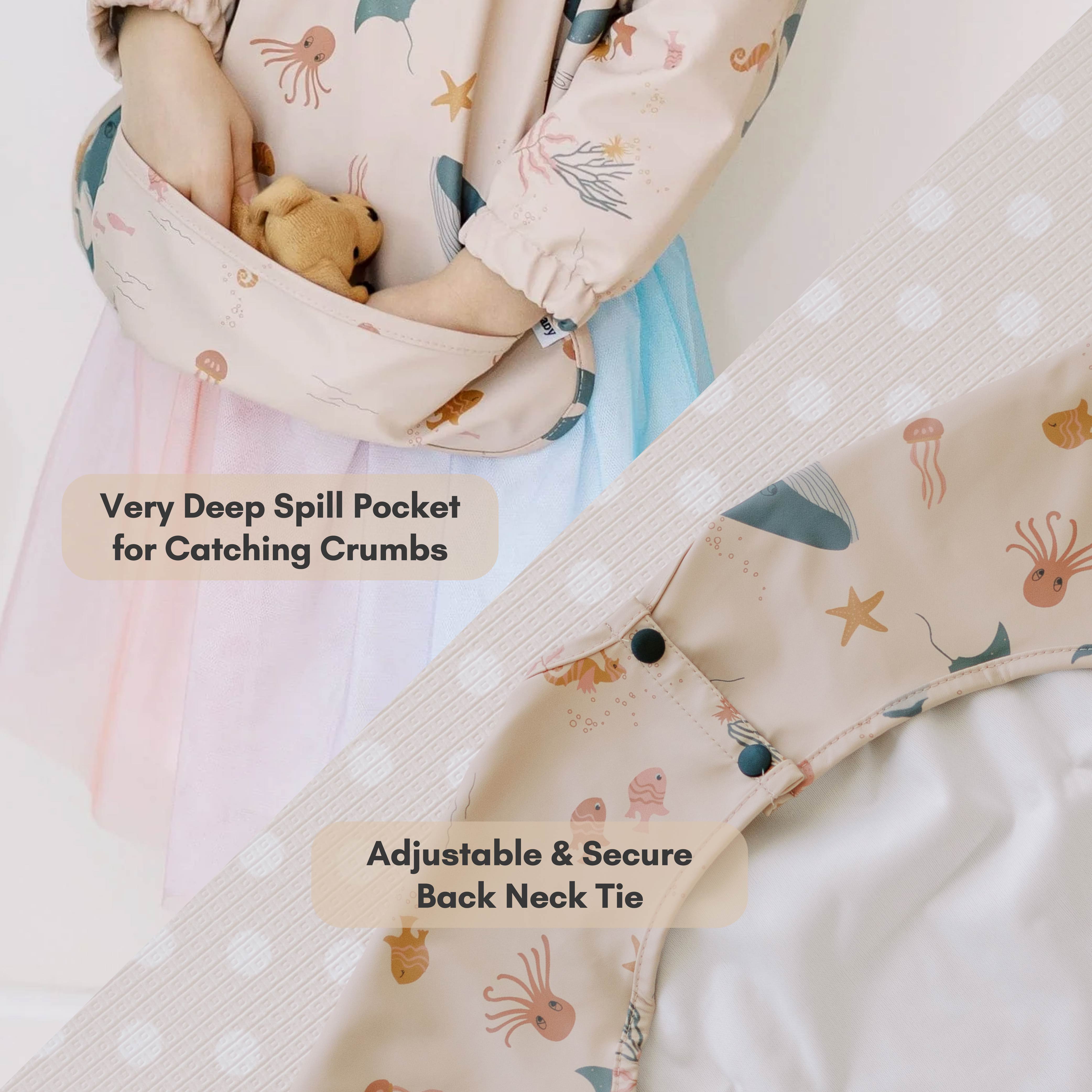 Milk It Baby Water Proof Sleeved Bib, Ocean Friends,MI-SBOF003