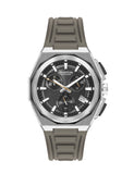 Quantum Men's Chronograph Watch Analog Black Dial with Brown Silicone Band, PWG1078.357