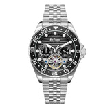 Lee Cooper Men's Automatic Watch Analog Black Dial with Silver Stainless Steel Band, LC08192.350