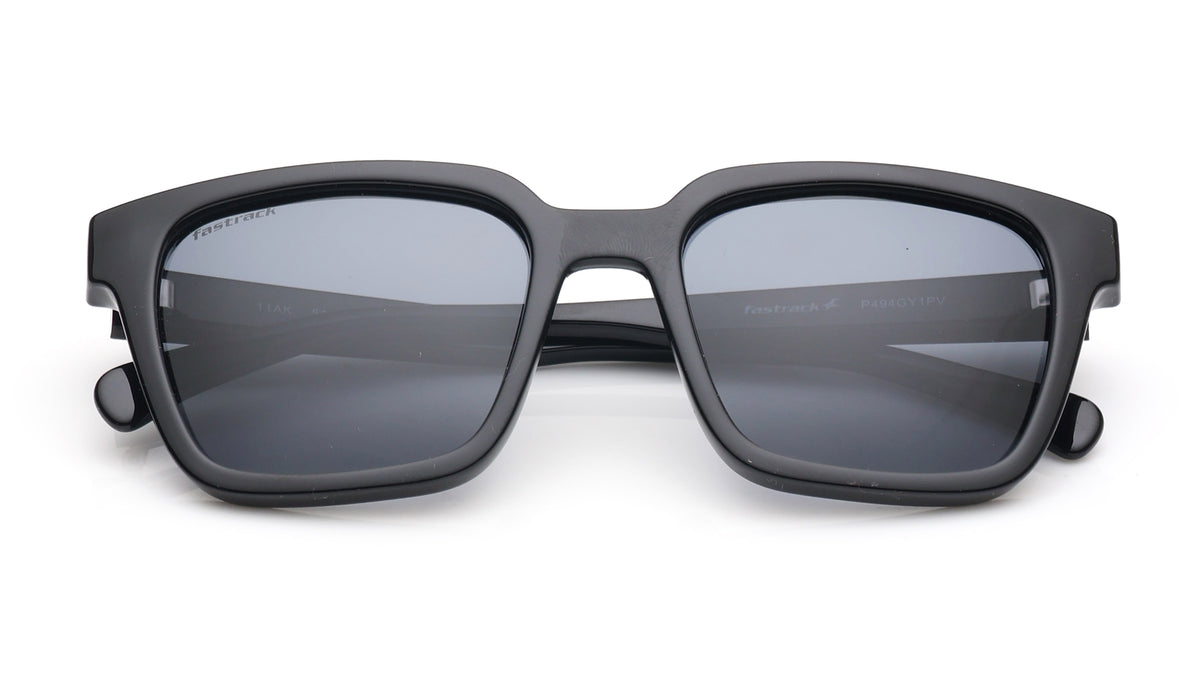 Fastrack Unisex Polarised Lens Square Sunglasses, P494GY1PV