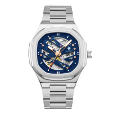 Beverly Hills Polo Club Men's Automatic Watch Analog Blue Dial with Silver Stainless Steel Band, BP3686X.390