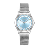 Lee Cooper Women's Watch Analog Blue Dial withSilver Mesh Band, LC08156.300