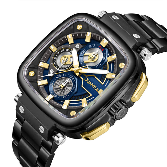 Quantum, Men's, Analog Watch, Black Dial, with Stainless Steel Band, QU-PWG1092.690