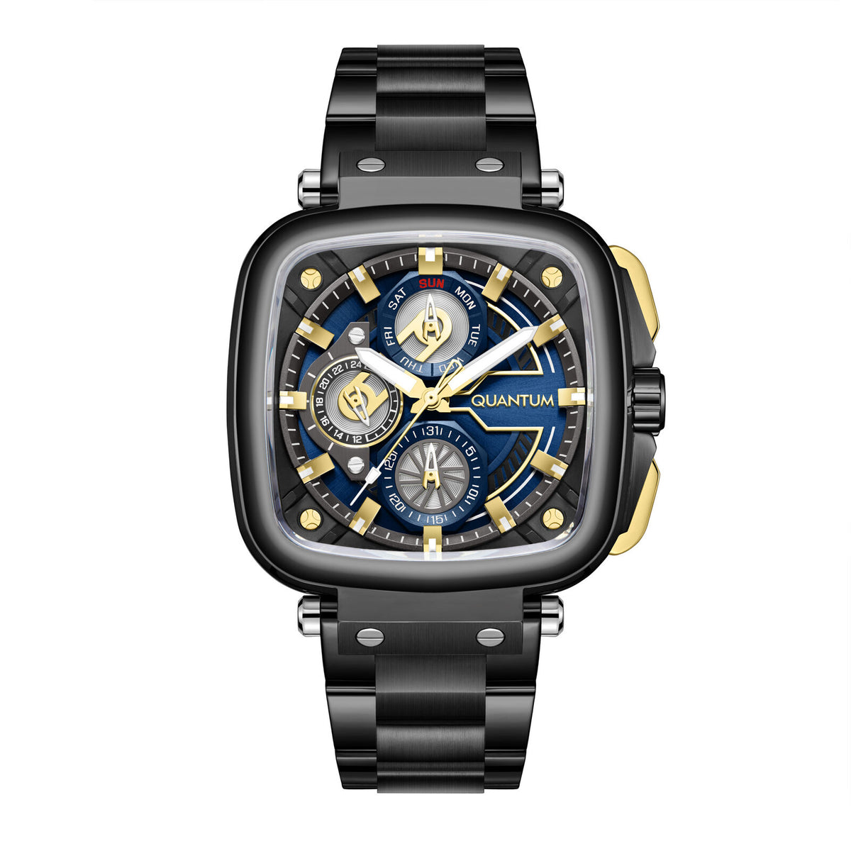 Quantum, Men's, Analog Watch, Black Dial, with Stainless Steel Band, QU-PWG1092.690
