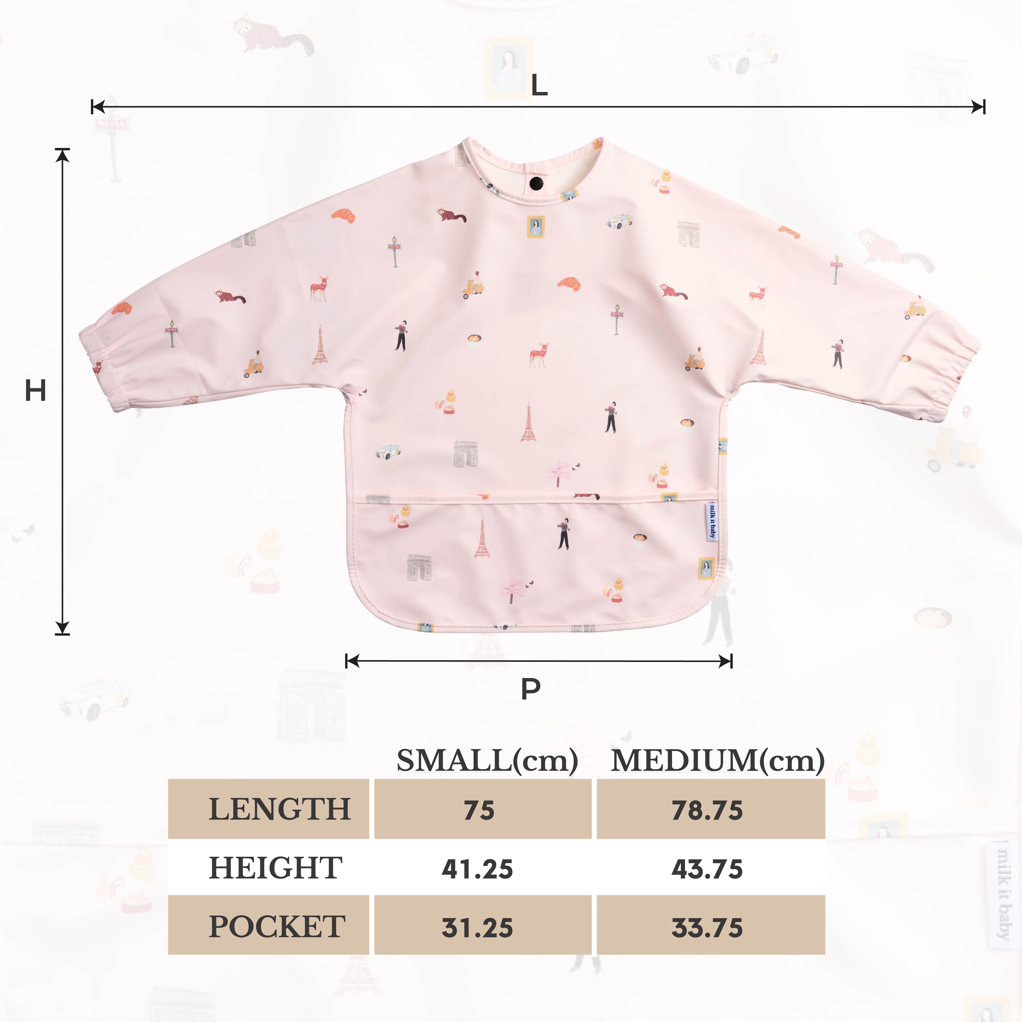 Milk It Baby Water Proof Sleeved Bib, Paris City, MI-SBPA008S