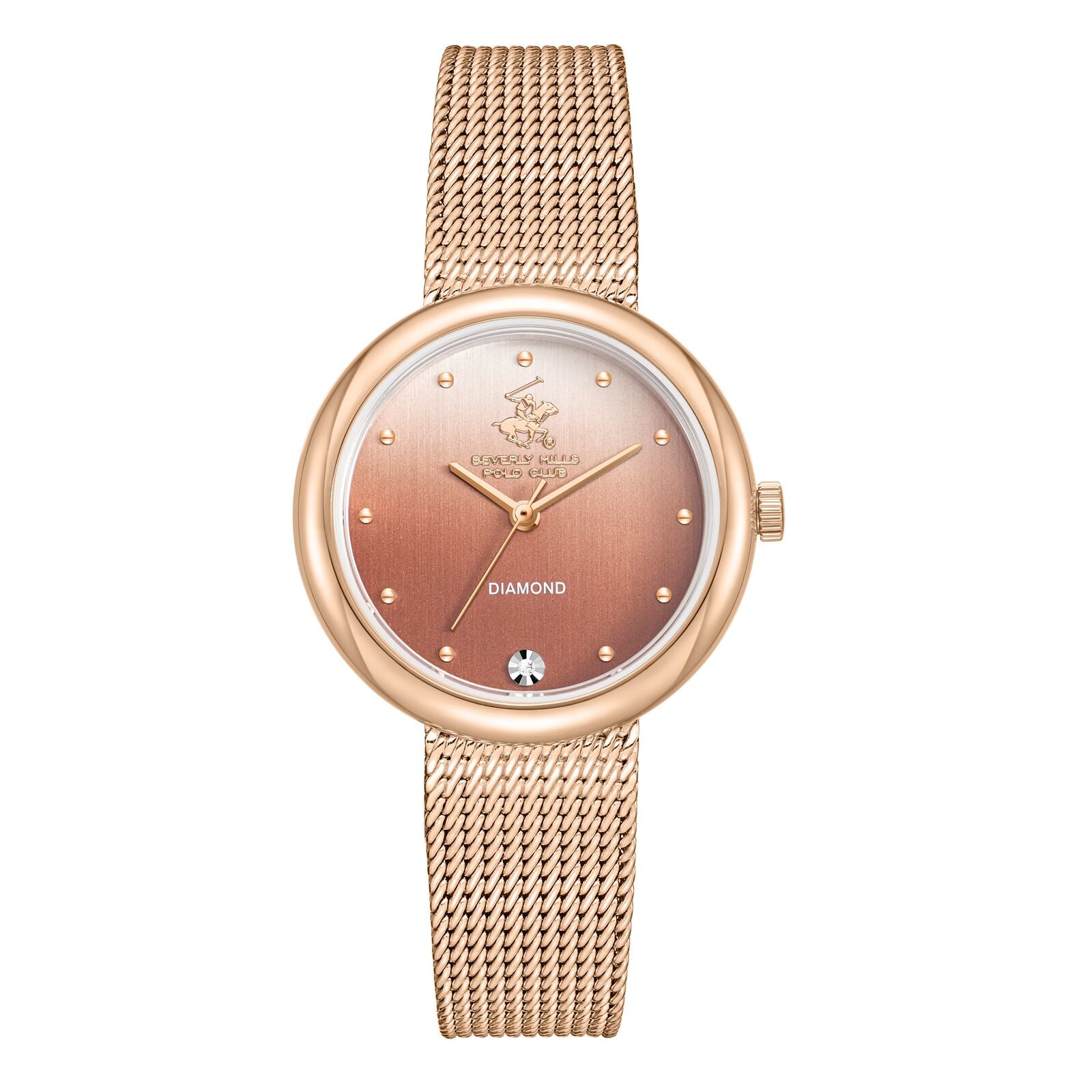 Beverly Hills Polo Club Women's Watch Analog Rose Gold Dial with Rose Gold Mesh Band,  BP3760X.440