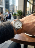 Casio, Men's Watch Analog-Digital, White Dial Brown Leather Band, MTP-VC01L-7EUDF product image