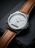 Casio, Men's Watch Analog-Digital, White Dial Brown Leather Band, MTP-VC01L-7EUDF product image
