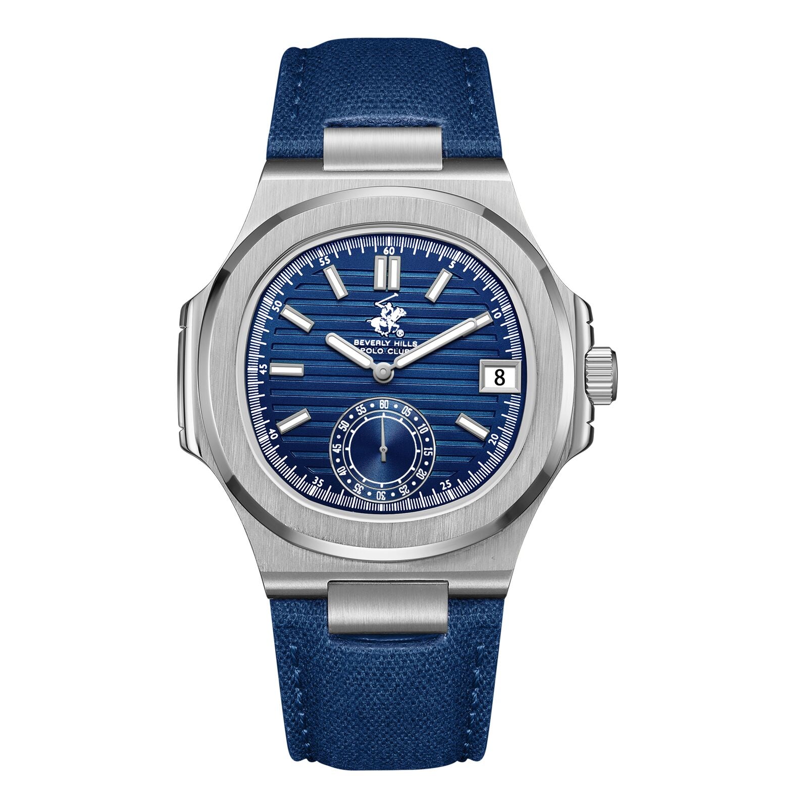 Beverly Hills Polo Club Men's Watch Analog Blue Dial with Blue Leather Strap,  BP3792X.399