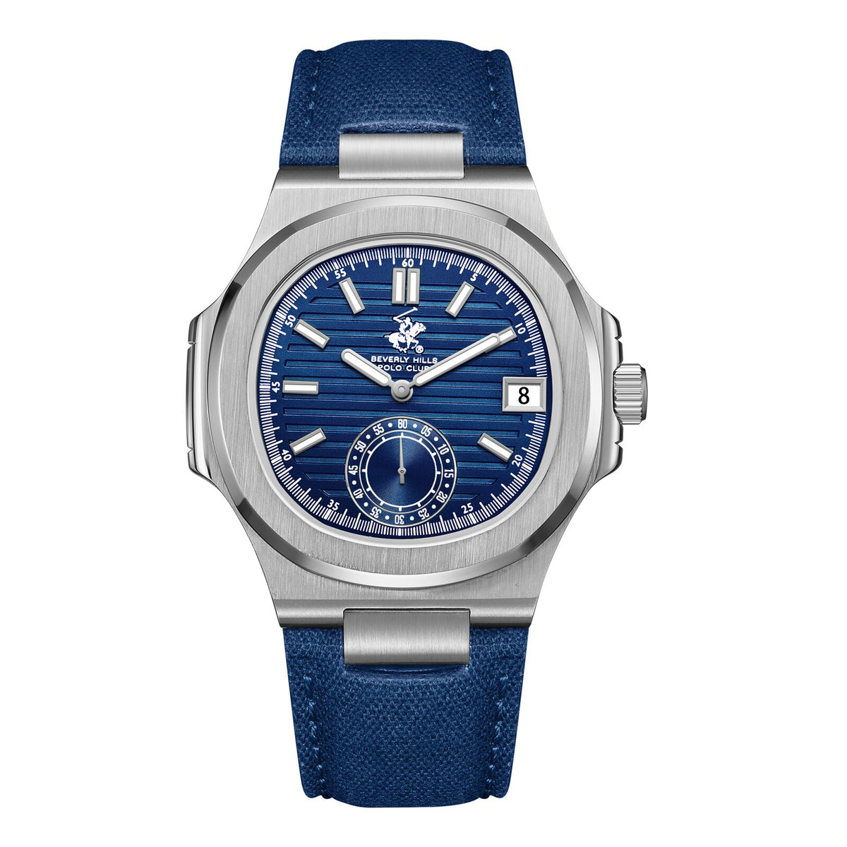 Beverly Hills Polo Club Men's Watch Analog Blue Dial with Blue Leather Strap,  BP3792X.399