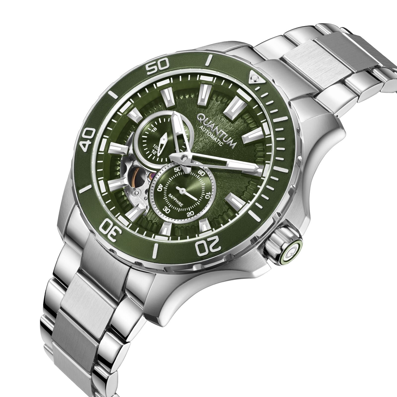 Quantum, Men's, Analog Watch, Green Dial, with Stainless Steel Band, QU-QMG1188.370