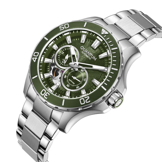 Quantum, Men's, Analog Watch, Green Dial, with Stainless Steel Band, QU-QMG1188.370