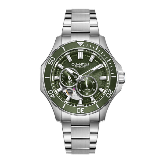 Quantum, Men's, Analog Watch, Green Dial, with Stainless Steel Band, QU-QMG1188.370