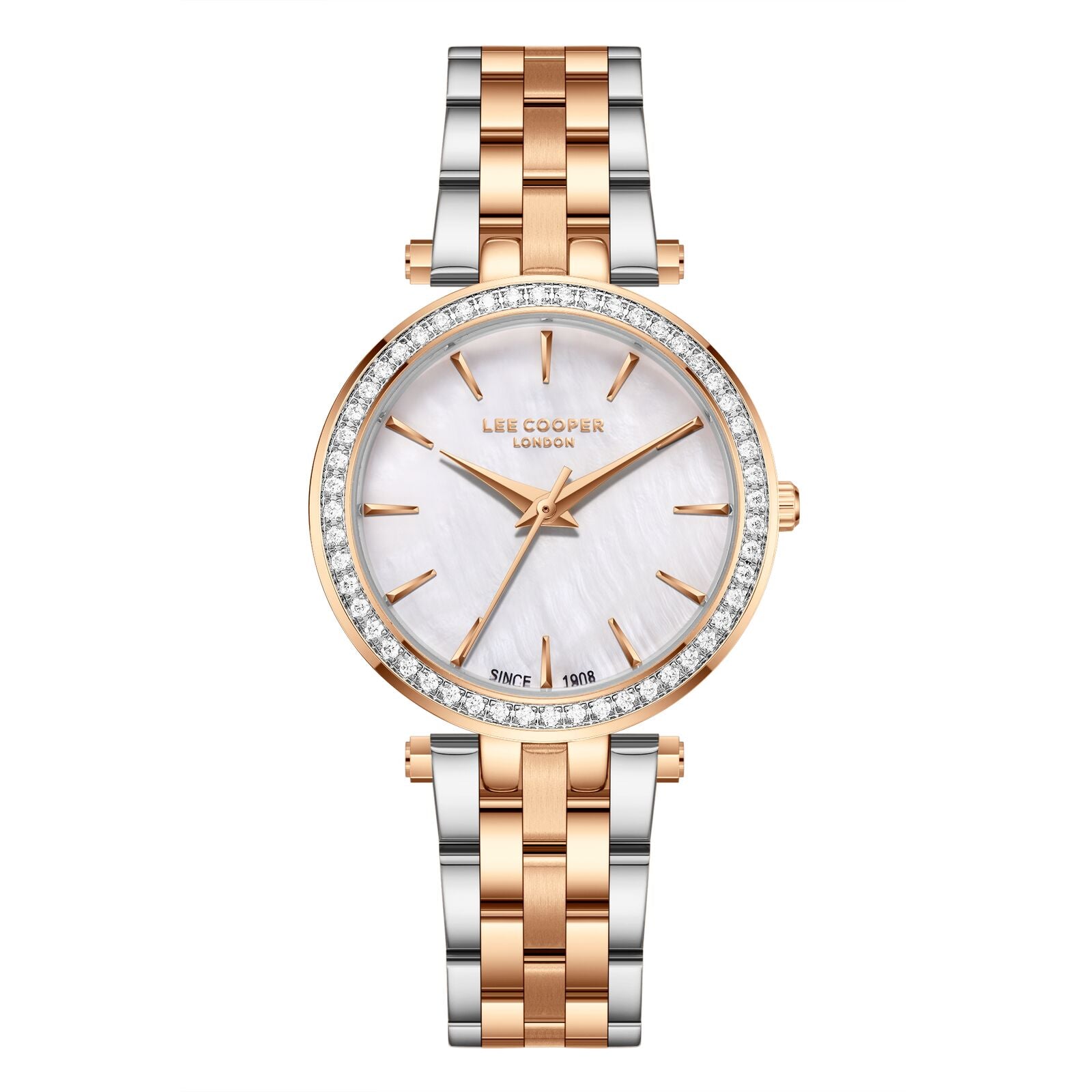 Lee Cooper Women's Watch Analog Mother of Pearl Dial with Two-Toned Stainless Steel Band, LC08158.520