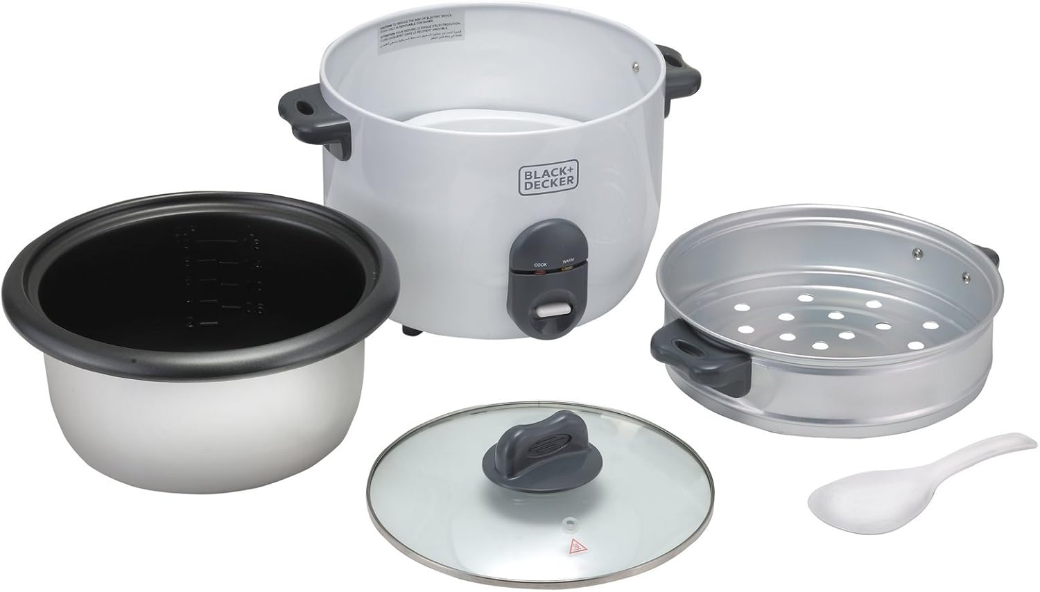 Black+Decker, 700W, 1.8 L, 6 Cup Rice Cooker, Compact & Efficient, White, RC1860