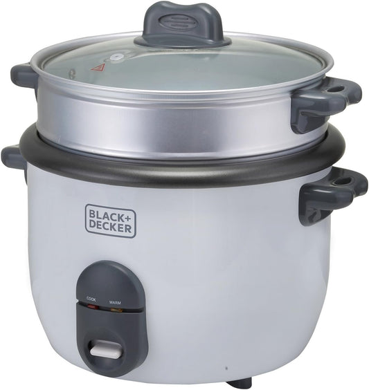 Black+Decker, 700W, 1.8 L, 6 Cup Rice Cooker, Compact & Efficient, White, RC1860 Rice Cooker BL-RC1860