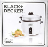 Black+Decker, 1100W, 2.8 L 11 Cup Rice Cooker, White, RC2850